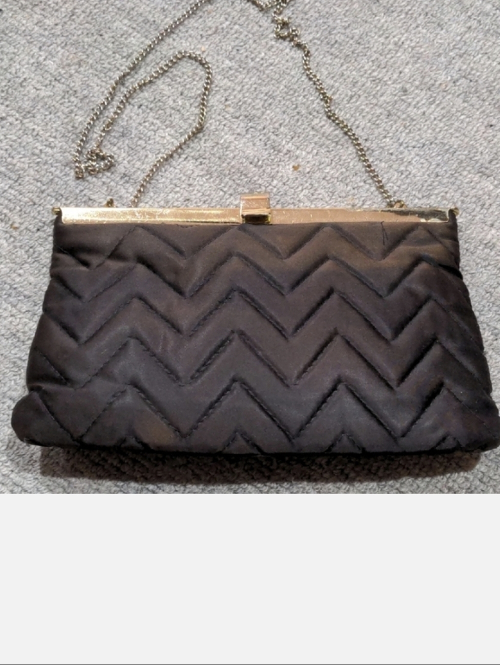 Vintage Chocolate Brown Quilted Clutch with Chain